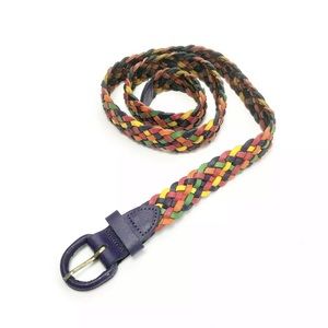 Women’s M/L Leather Woven Rainbow Belt Vintage 90s